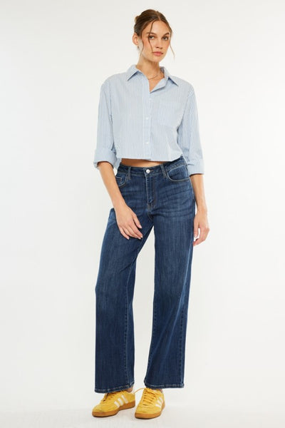 Crater High Rise Wide Leg - Dark Denim