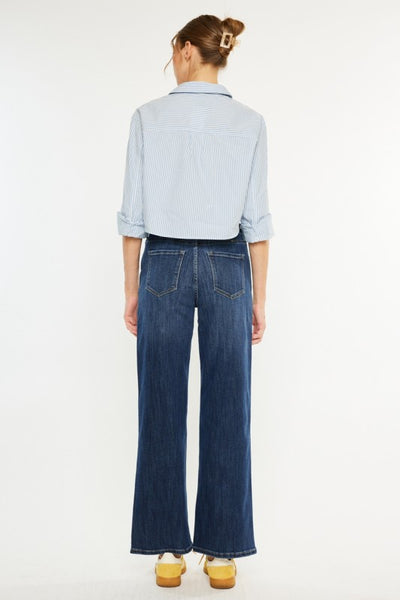 Crater High Rise Wide Leg - Dark Denim