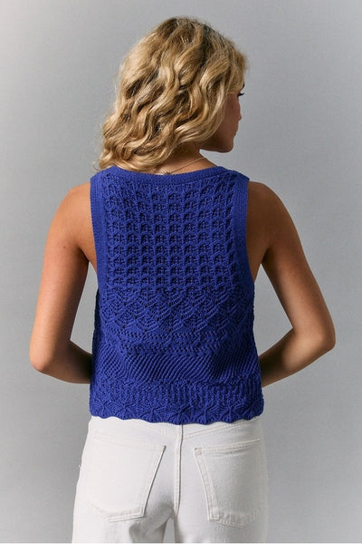 Crochet Knit Vest - Blue