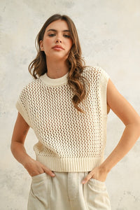 Crochet Knitted Top - Cream