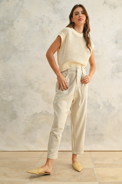 Crochet Knitted Top - Cream