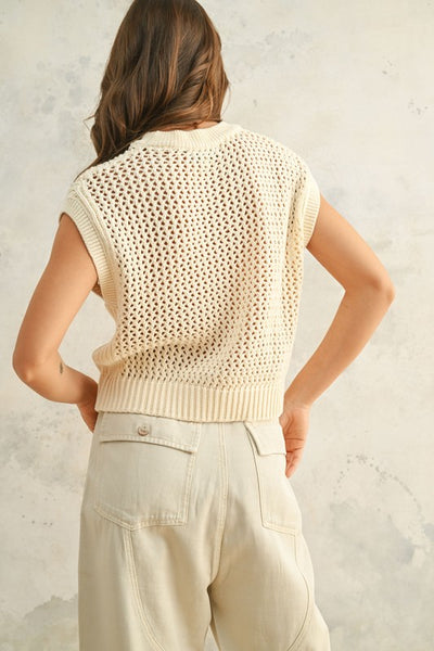 Crochet Knitted Top - Cream