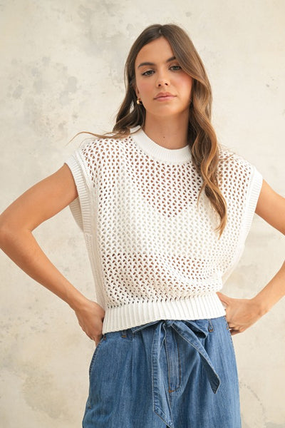 Crochet Knitted Top - White