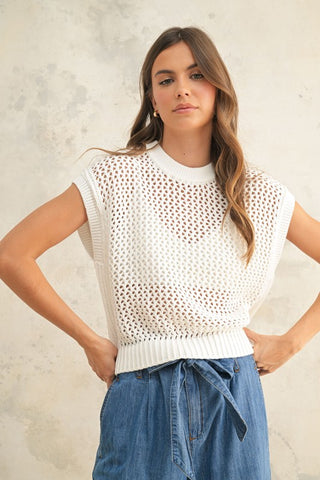 Crochet Knitted Top - White