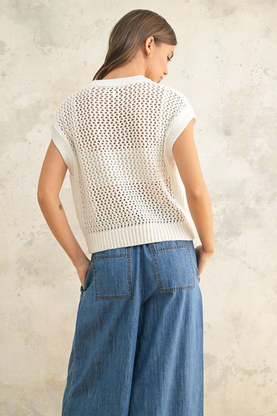 Crochet Knitted Top - White