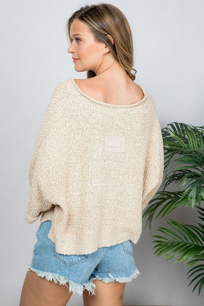 Cropped Patch Sweater - Oatmeal