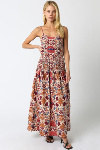 Daisy Floral Dress - Rust