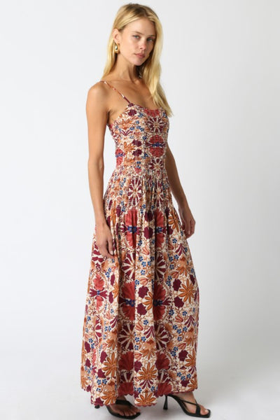 Daisy Floral Dress - Rust