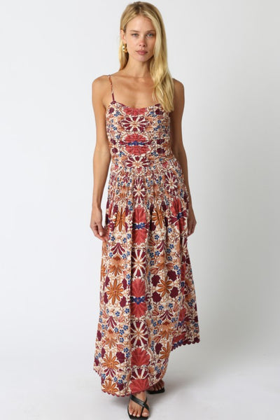 Daisy Floral Dress - Rust