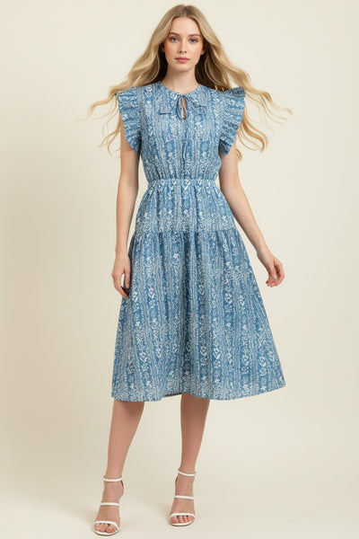 Dana Floral Print Midi Dress - Blue