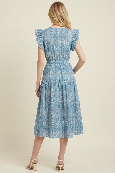 Dana Floral Print Midi Dress - Blue