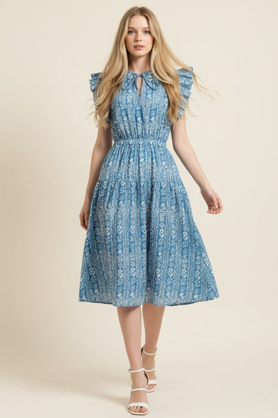 Dana Floral Print Midi Dress - Blue