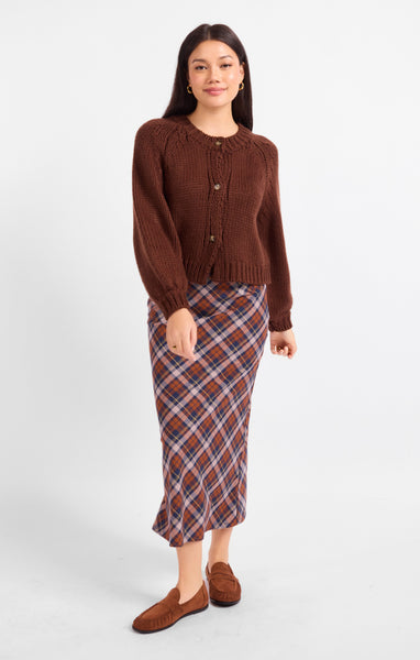 Dance More Button Cardigan - Brown