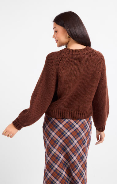 Dance More Button Cardigan - Brown