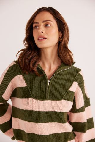 Darcy 1/4 Zip Knit Jumper - Striped