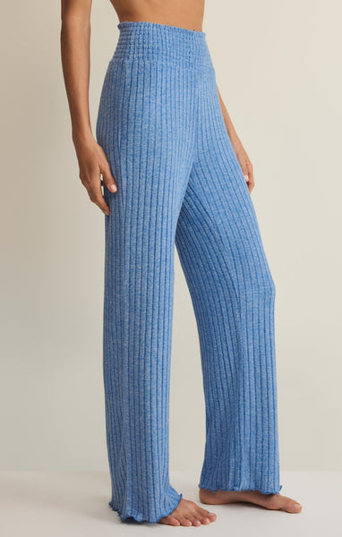 Dawn Smocked Rib Pant - Blue