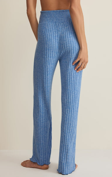 Dawn Smocked Rib Pant - Blue