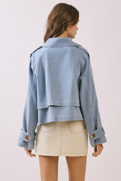 Dbl Breasted Denim Jacket - Denim