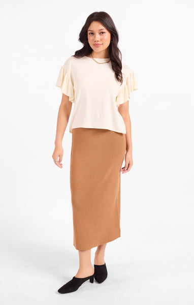 Delphine Ruffle Sleeve Top - Ivory