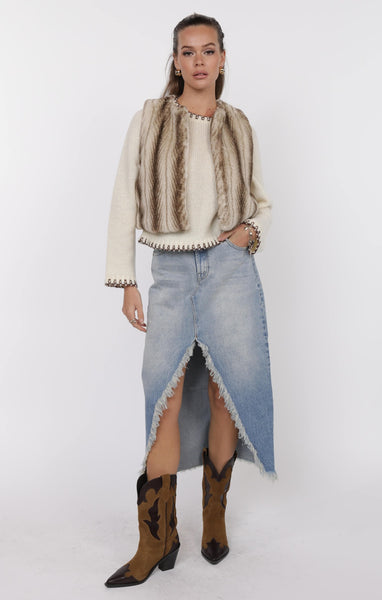 Demi Faux Fur Crop Vest - Taupe