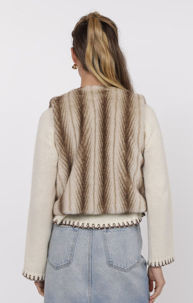 Demi Faux Fur Crop Vest - Taupe