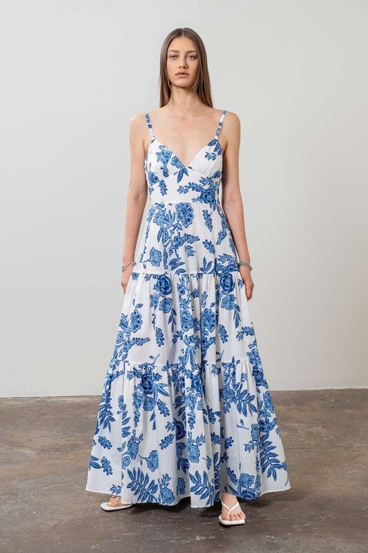 Diane Floral Midi Dress - Blue