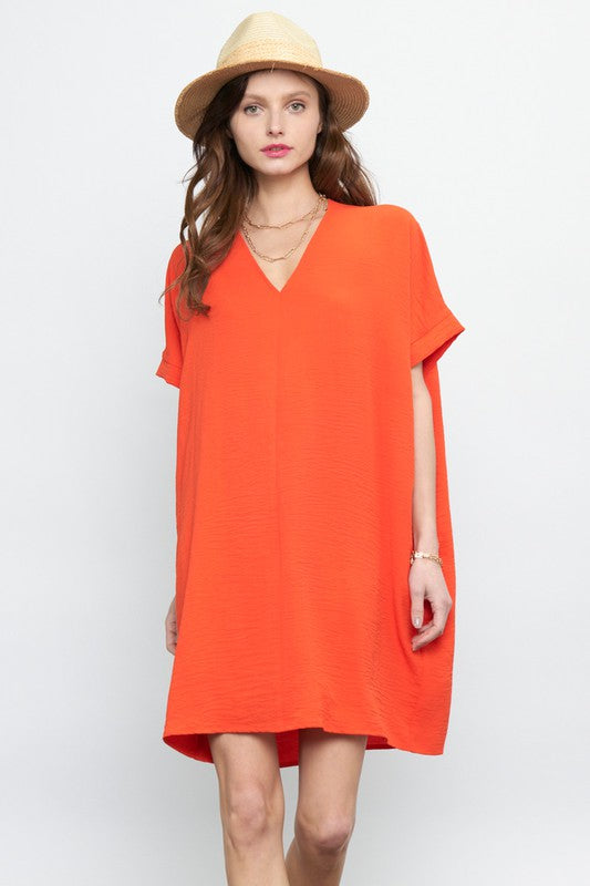 Diane V Neck Midi Dress - Orange