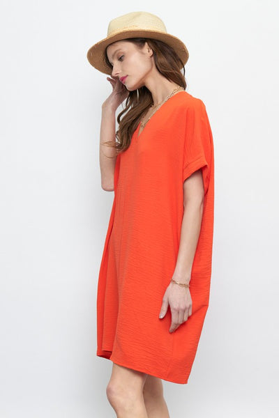 Diane V Neck Midi Dress - Orange