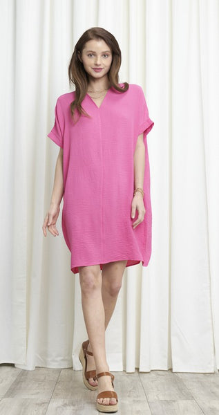 Diane V Neck Midi Dress - Pink
