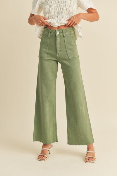 Dye And Wash Wide Legs - Green