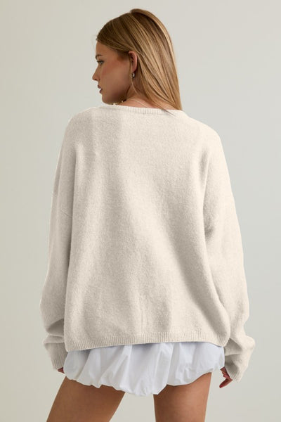 Eleanor Crew Neck Cardigan - Ivory