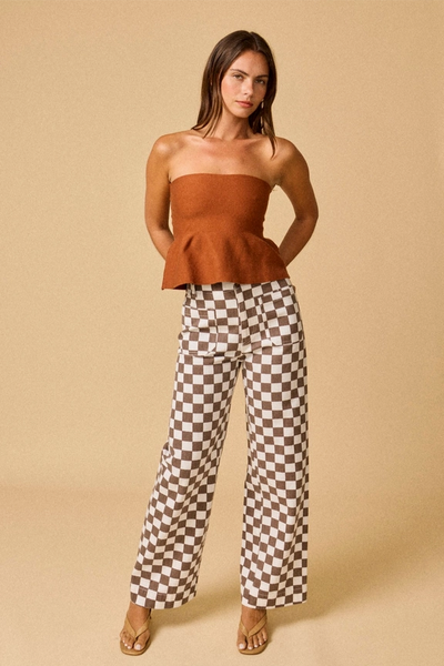 Ellie Strapless Peplum Top - Brown