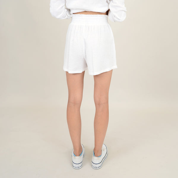 Elowen Bubble Gauze Shorts - White