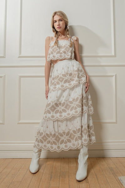 Embroidery Top & Maxi Skirt Se - Ivory