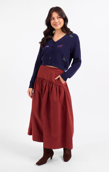 Esme Emb Horse Cardigan - Navy