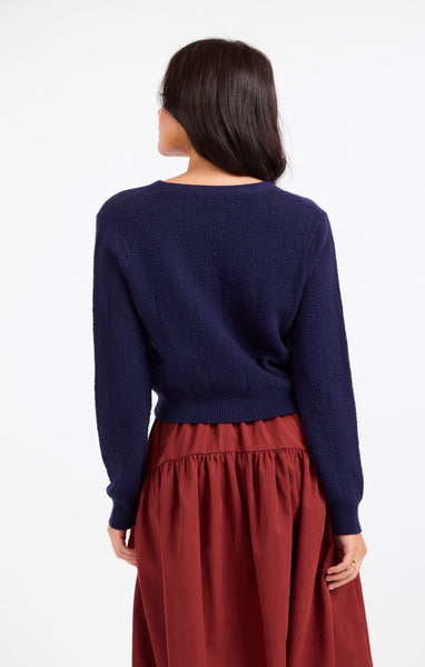 Esme Emb Horse Cardigan - Navy
