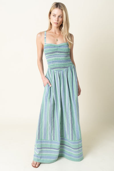 Estelle Stripe Smock Maxi - Green