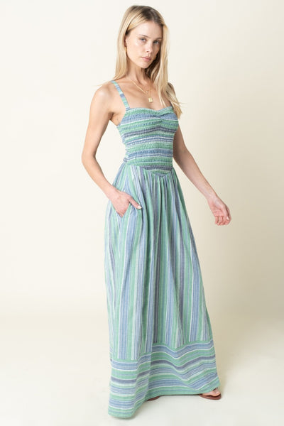 Estelle Stripe Smock Maxi - Green