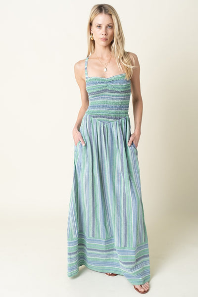 Estelle Stripe Smock Maxi - Green