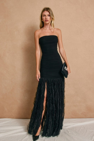 Eternal Ridges Ruched Maxi - Black