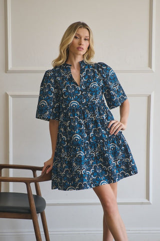 Etta Floral Shift Dress - Teal