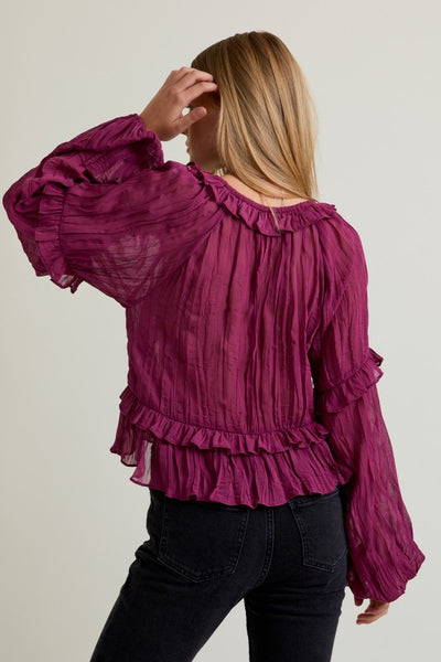 Evelyn Scoop Neck Blouse - Wine
