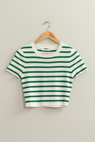 Everyday Striped Crop Top - Green