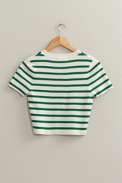 Everyday Striped Crop Top - Green