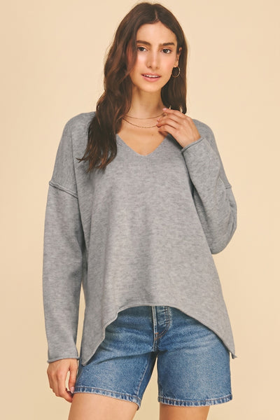 Exposed Seam Oversized Sweater - Grey