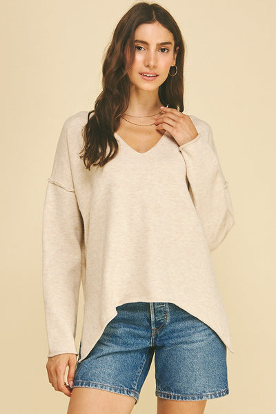 Exposed Seam Oversized Sweater - Oatmeal