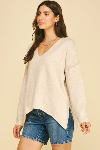 Exposed Seam Oversized Sweater - Oatmeal
