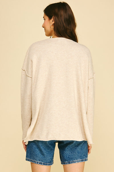 Exposed Seam Oversized Sweater - Oatmeal