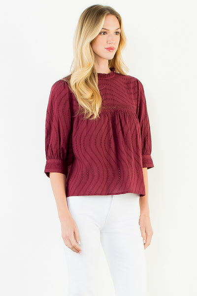 Flowy Cut Out Top - Burgundy
