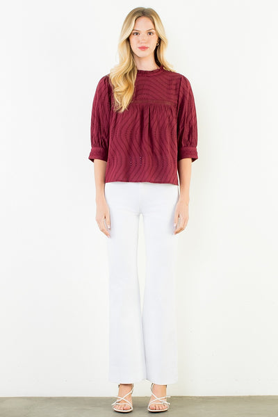 Flowy Cut Out Top - Burgundy